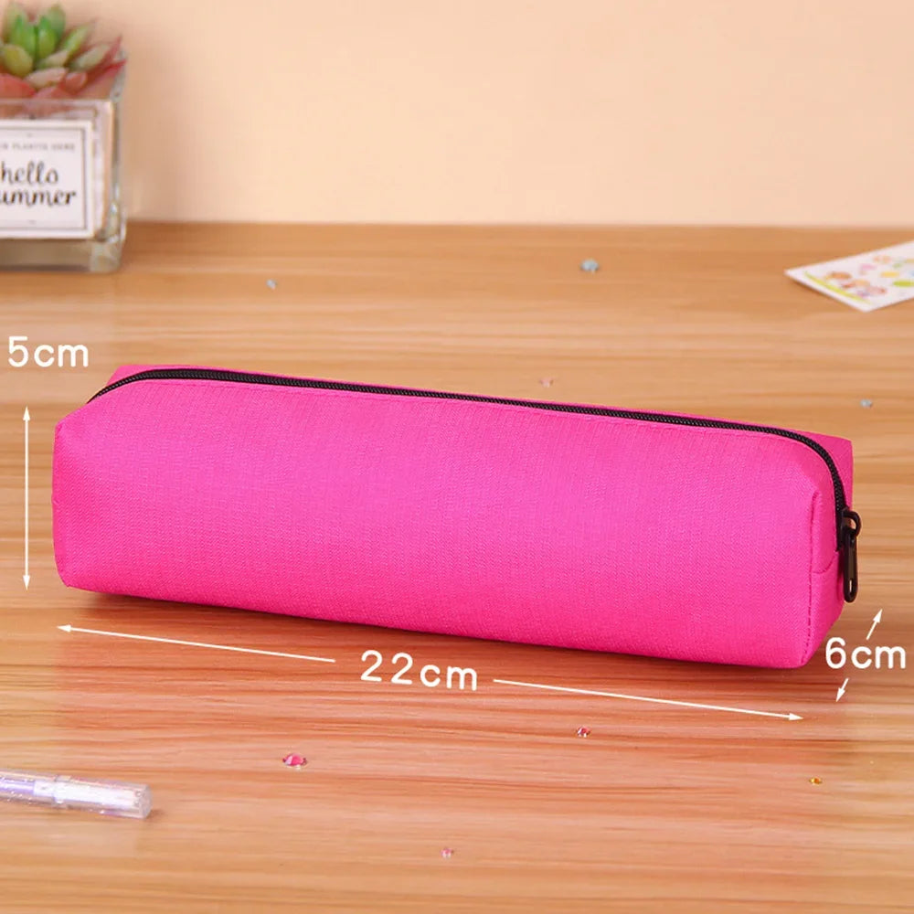Solid Color Pencil Case Simple Pencil Bags For Student New Stationery School Supplies Kids Gift Zipper Big Cosmetic Bag