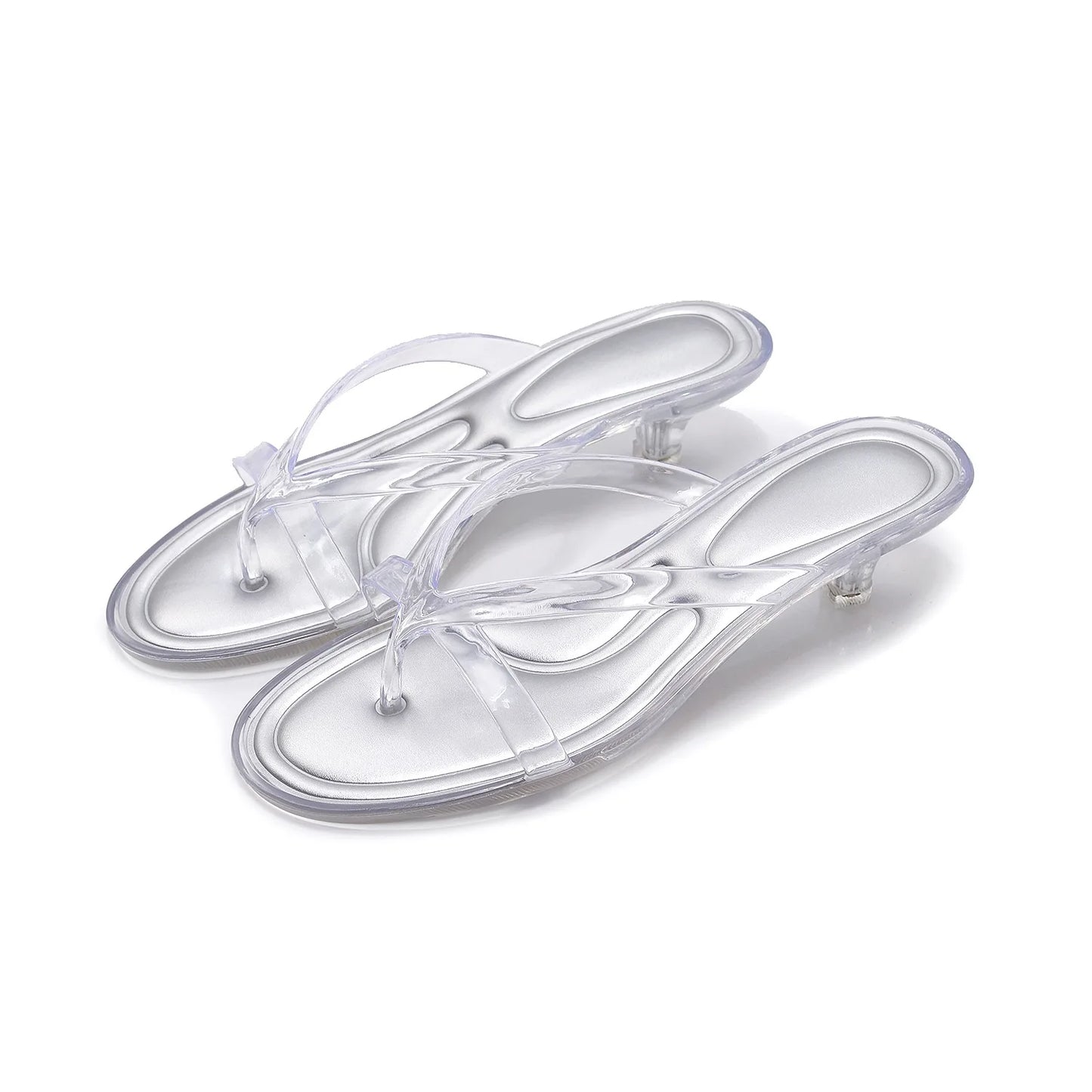 Women's New Sandals Pair of Flip Flops Wearing Square Headed Fashionable Wine Glasses Crystal Jelly PVC MS Slippers