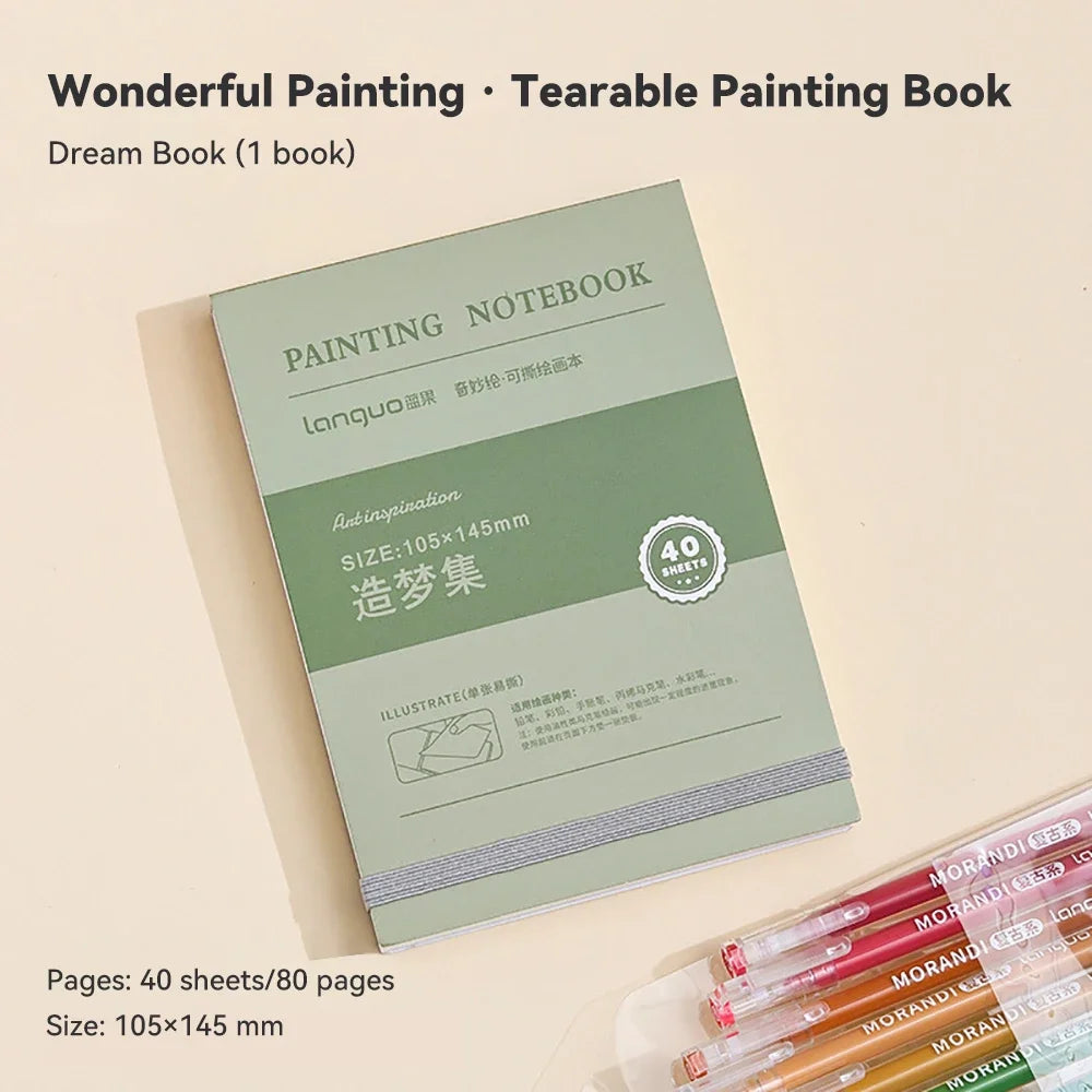 Languo Tearable Drawing Notebook Sketchbook Handbook 250gsm Paper 40sheet Mini Book for Watercolor Acrylic Marker Pen Gouache