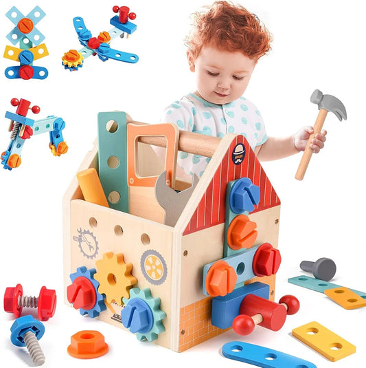 Wooden Tool Bench for Kids,Montessori Educational Pretend Play Construction Toy,Activity Gift Construction Toy for Boys Girls