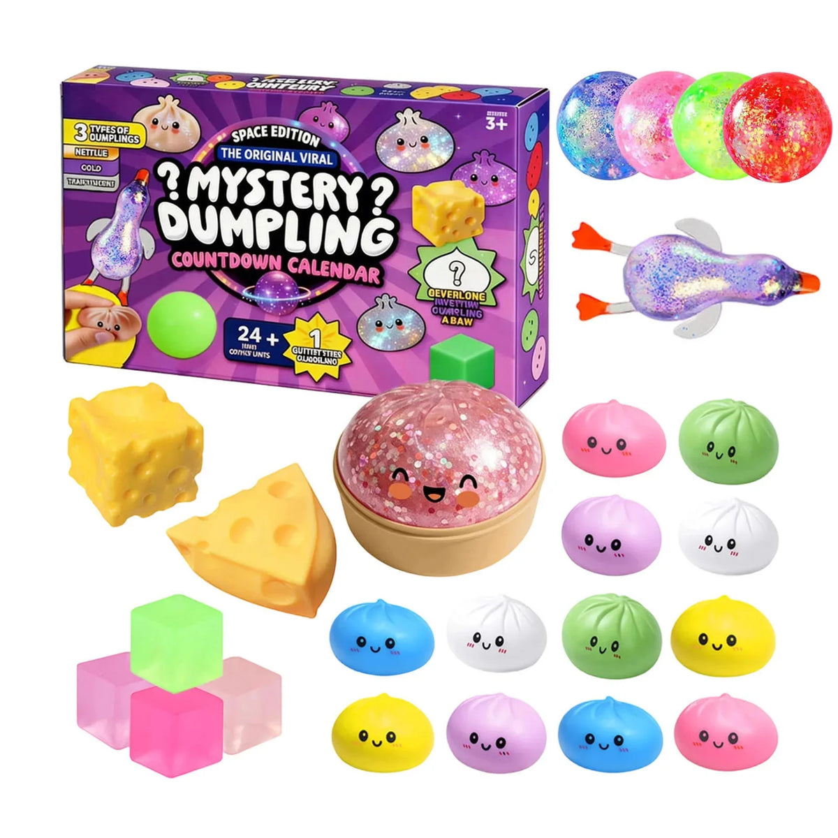 Dumpling Squishy Advent Calendar – 24 Soft Bao Bun Mystery Squeeze Toys