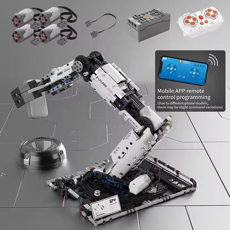Programmable Multi-Axis Robotic Arm Building Bricks - RC Smartphone Control Interactive STEM Toys for children