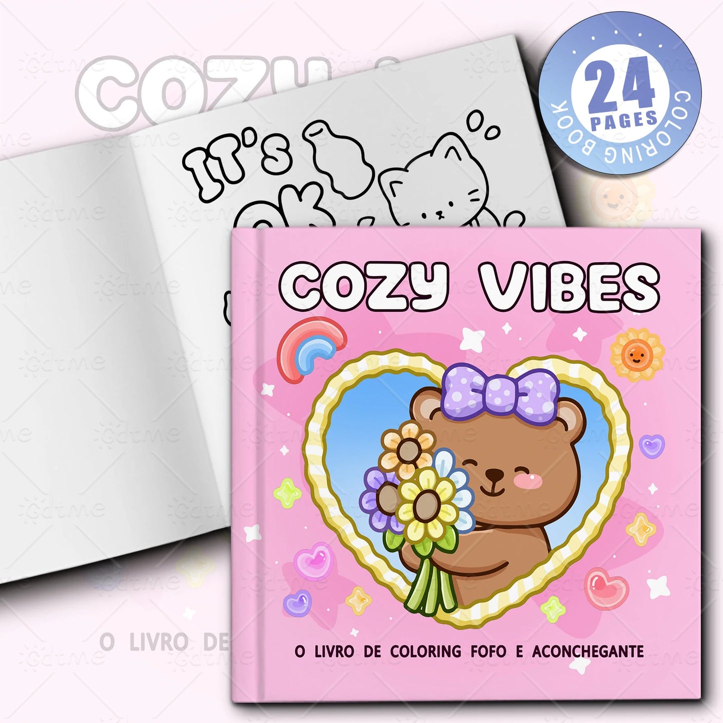 COZY VIBES Coloring Book Adult Relieve Stress Bold-easy DIY Art Self-Painting Drawing  kids Educational Doodles Books ﻿