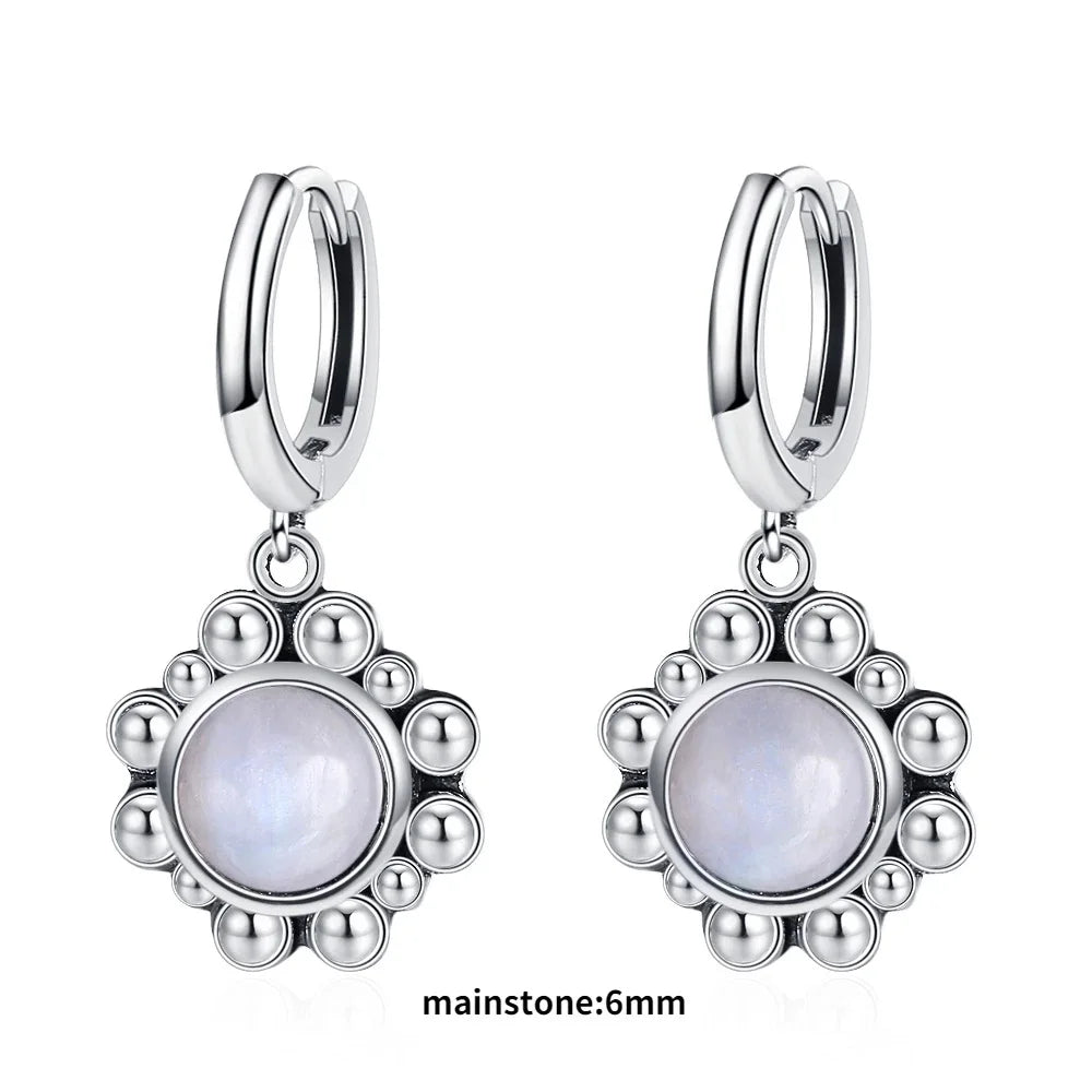 New Elegant Natural Kyanite S925 Silver Drop Earrings for Women Vintage Jewelry Wedding Engagement Hoop Earrings Gifts