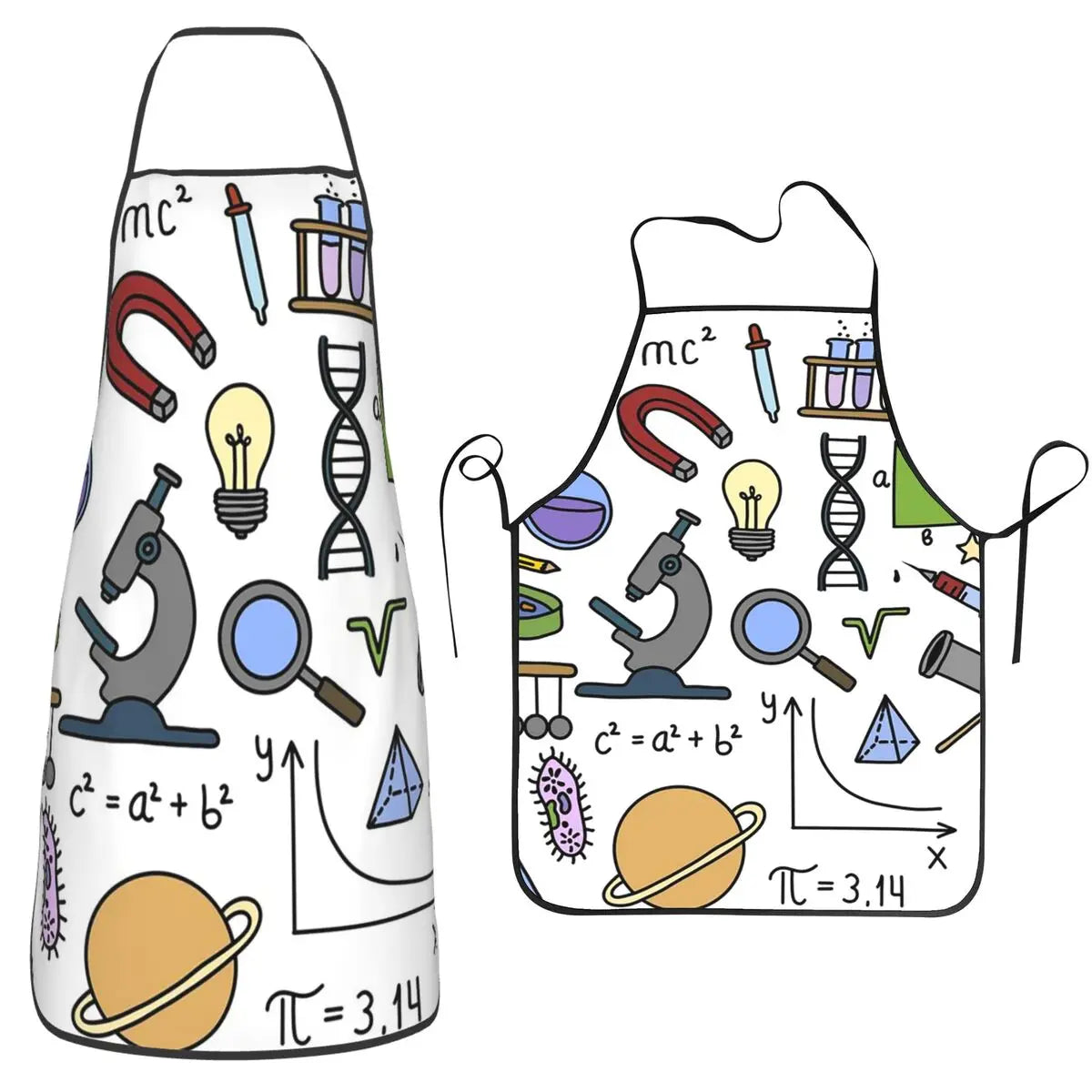 STEM Icons Science Math And Technology Teacher Aprons Chef Cooking Tablier Bib Kitchen Cleaning Pinafore for Women Men Painting