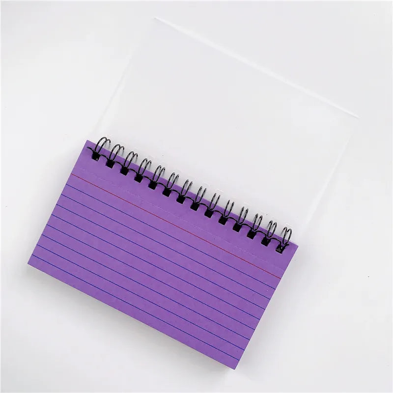 50 Sheets/book Colorful Tearable Spiral Notebook Horizontal Line Minimalist Transparent Cover Memo Pad School Office Writing Pad