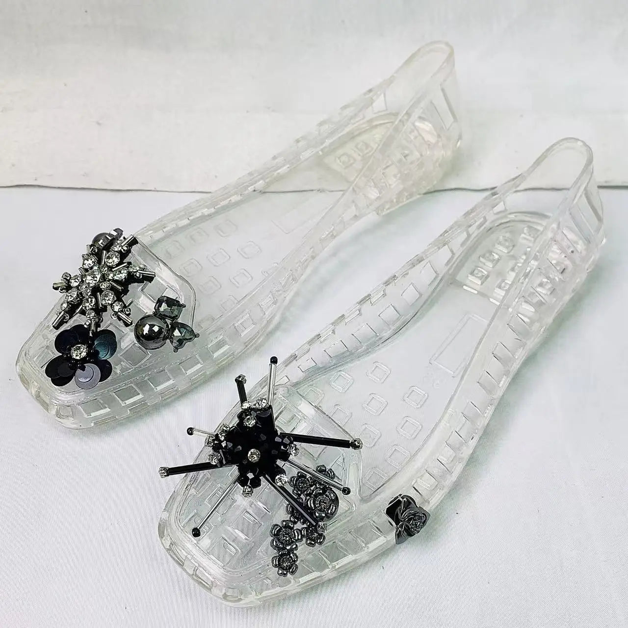 Jelly Crystal Shoes Women's Shoes Night-Glow Set Accessories Crystal Sandals Jelly Shoes Slip-On Slippers Lazy Slippers
