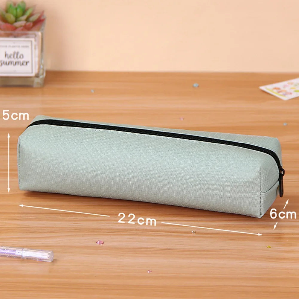 Solid Color Pencil Case Simple Pencil Bags For Student New Stationery School Supplies Kids Gift Zipper Big Cosmetic Bag