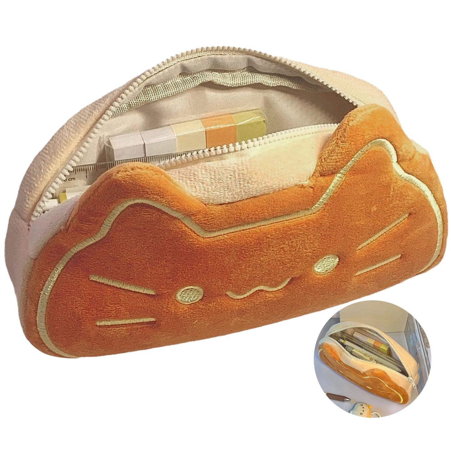Kawaii Cat Student Stationery Bag Portable Large Capacity Fluffy Pen Case Stationery Storage Bag For School Office Accessories