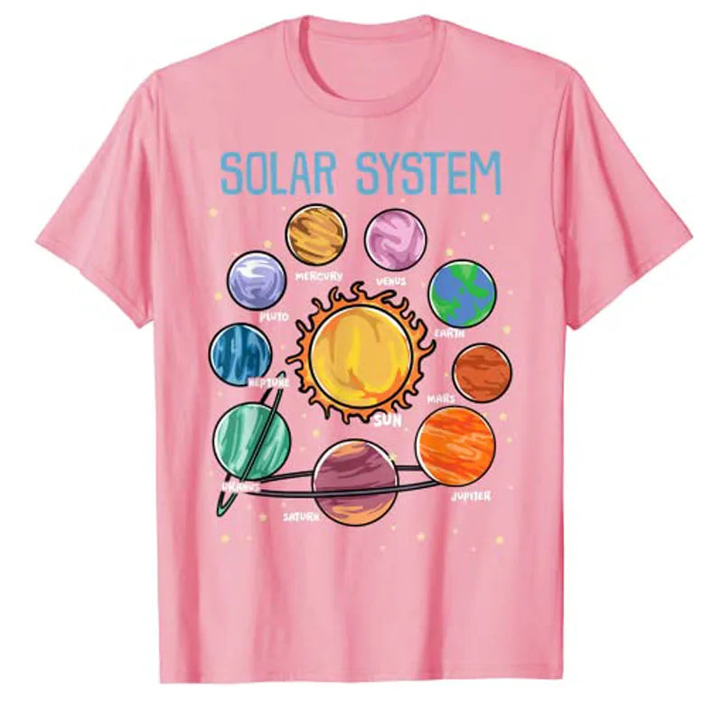 Solar System Planets Science Space Boys Girls STEM Kids T-Shirt Astrophysics Like Pluto Mars The Sun Moon Stars Saturn Tees Tops
