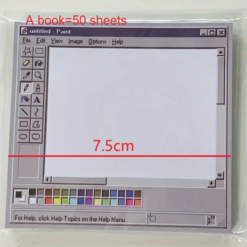 Vintage Computer Drawing Sticky Notes 50 Sheets - Ideal for Artists & Office Use,Durable Adhesive Notes, Sticky Notes for Office