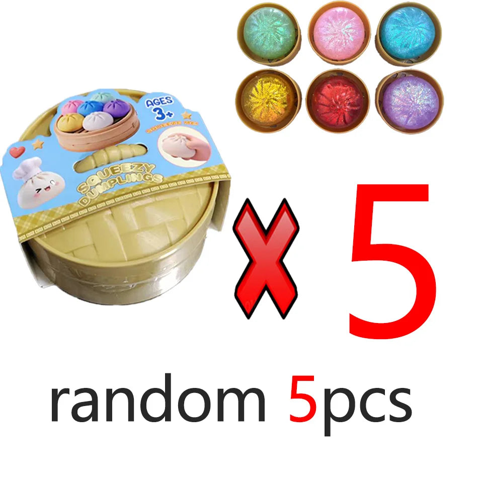 Dumpling Pressure Dumpling Squishies Cute Colorful Bun Toy Slow Rising Stress Relief Fidget Toy for Kids Adults Anti-Anxiety Gif