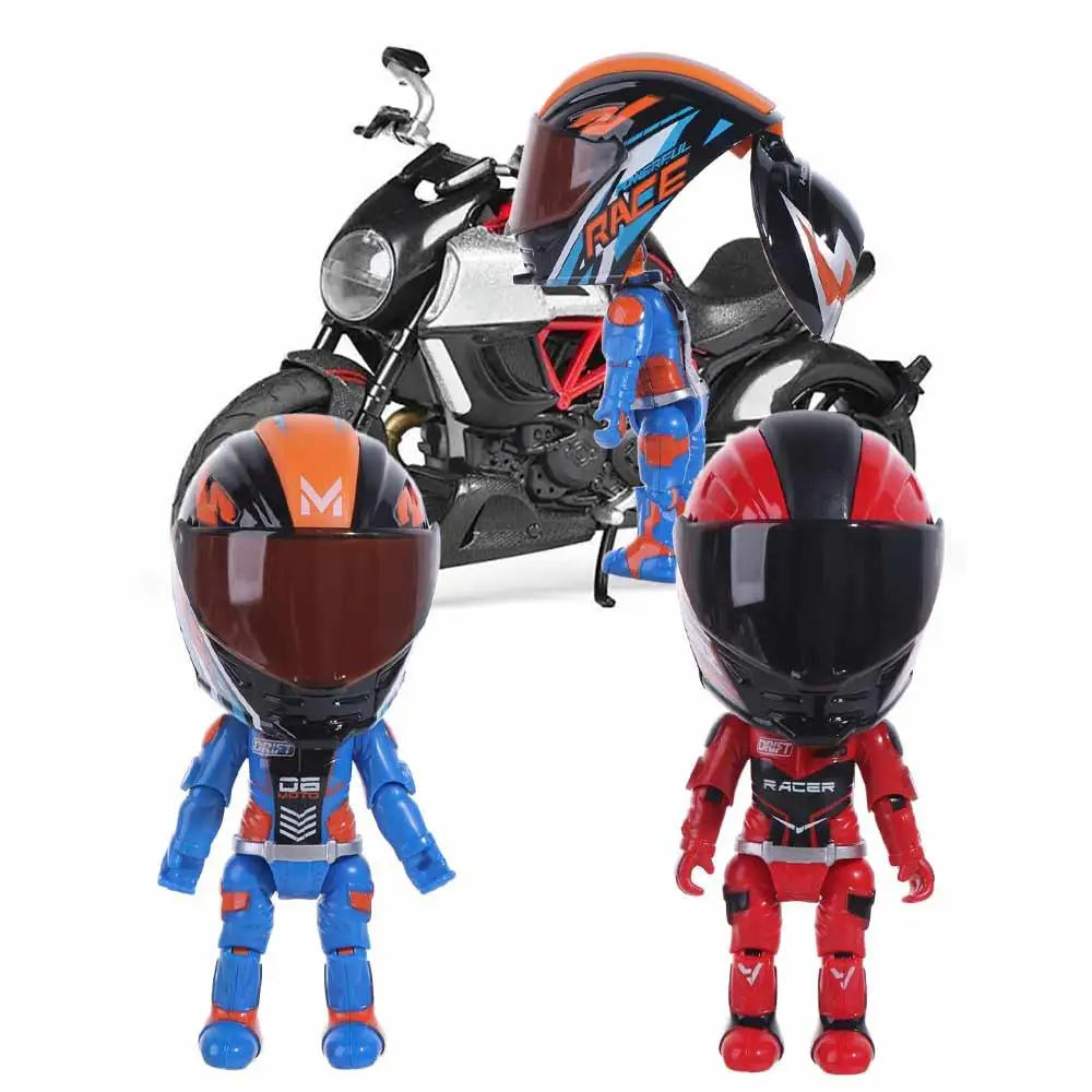 Deformation Helmet Simulated Motorcycle Rider Doll Action Figure Movable Limbs Transform Motorcycle Toy Cool Alloy