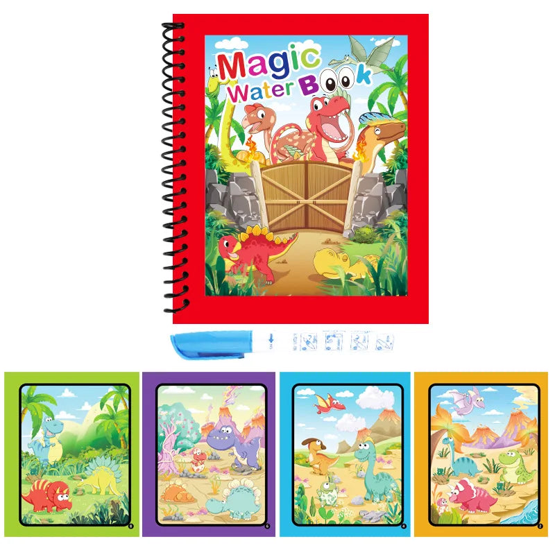 Magical Book Water Drawing Reusable Coloring Book with Pen Magic Water Graffiti Learning Painting Drawing Book for Kids Children
