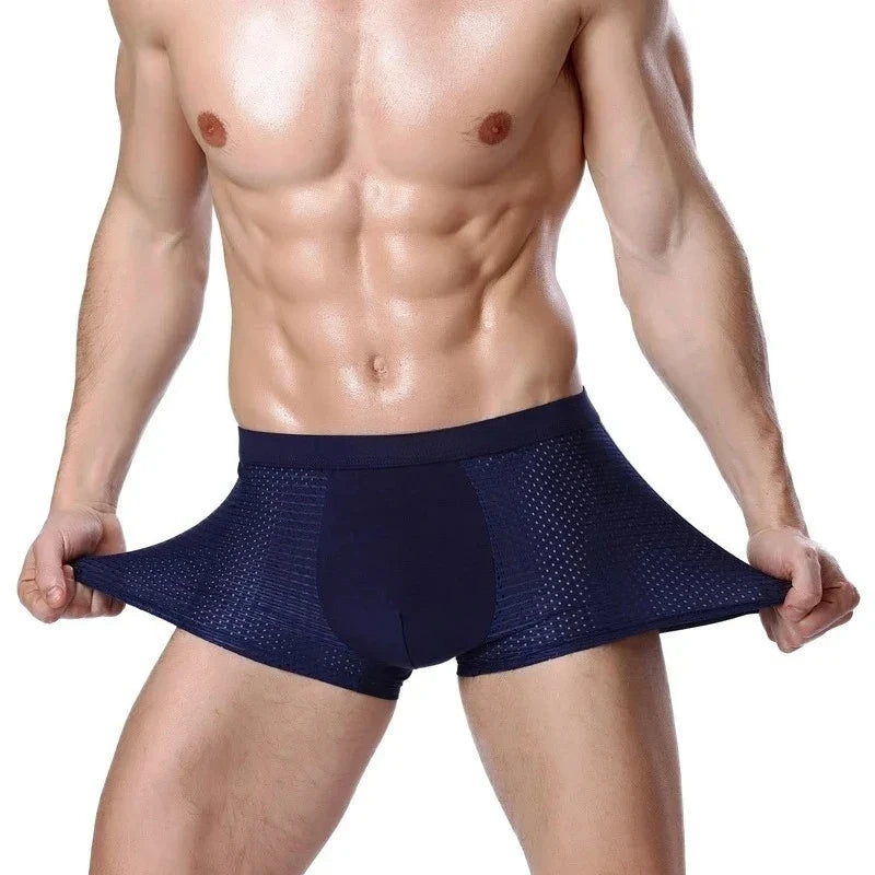 4Pcs Men's Bamboo Boxer Briefs Ultra Soft Anti Odor Underwear Breathable Mesh with Ventilation Holes Stretch Comfort for Daily