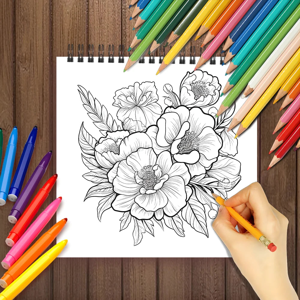 Adult coloring book - 30 Sheets women's spiral coloring book, 8.3x 8.3 inches, drawing book, birthday gift, holiday party gift