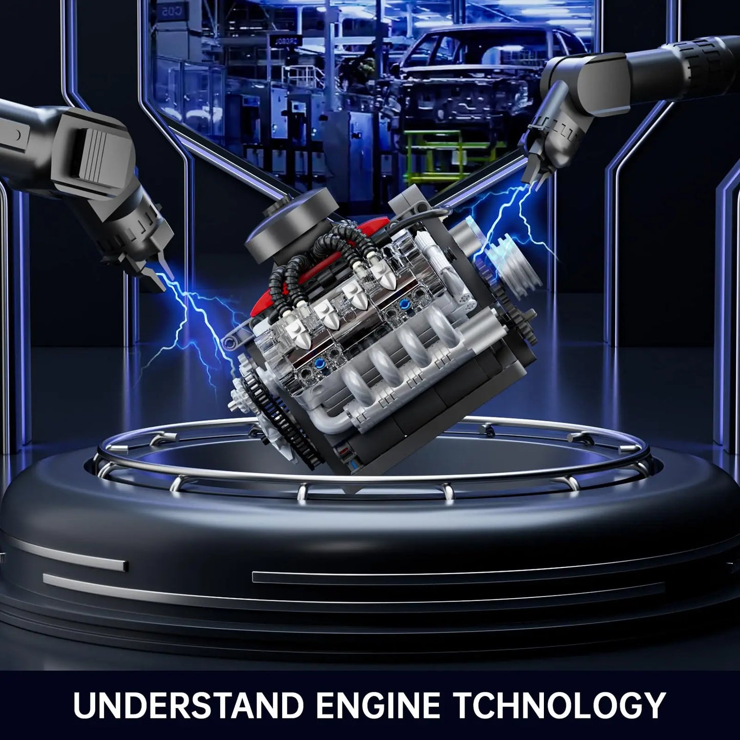 487Pcs Mould King 10171 V8 Engine Building Blocks Kits Car Motor Science Experiment Models for Teens STEM Toy Gift for Kids Boys