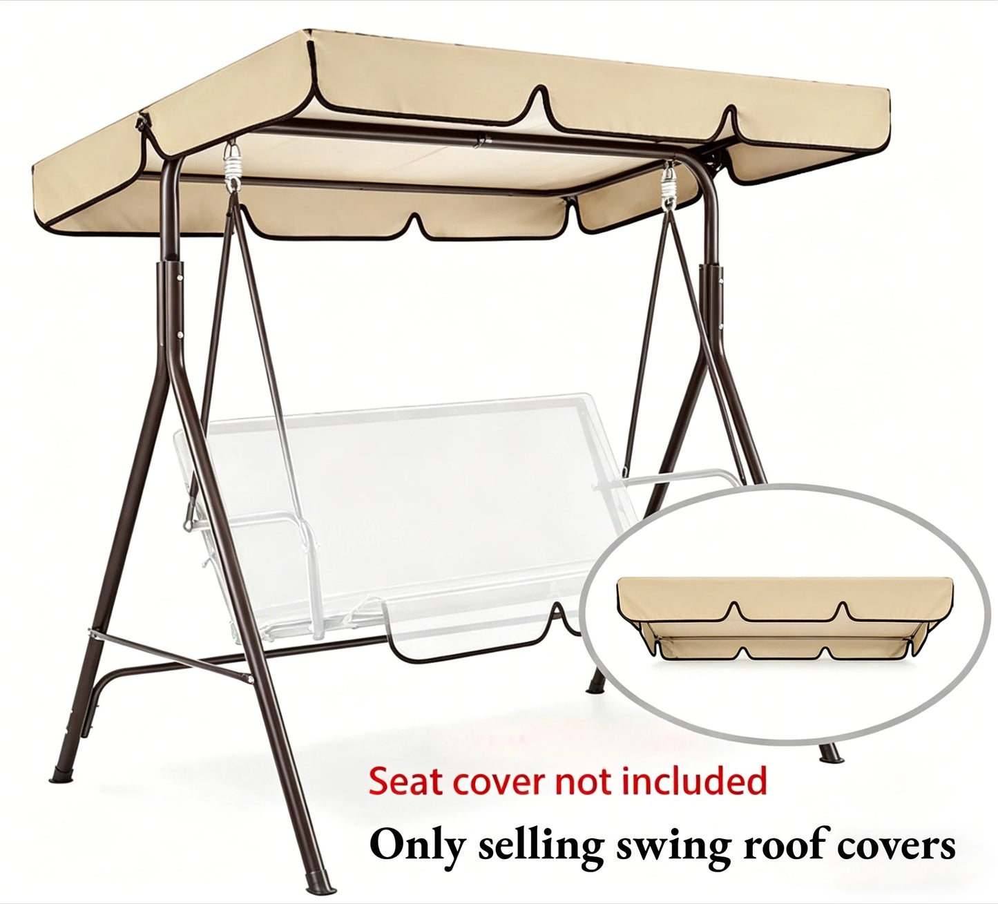 Leleya Swing Canopy Cover Oxford Fabric Waterproof UV Protection Sunshade Canopy for Patio Swing Chair Outdoor Use