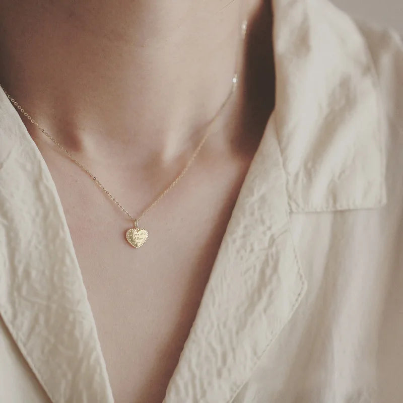 S925 Sterling Silver Classic Love Heart Choker Necklace Pendant for Women 14K Gold Plated Necklaces Wedding Party Jewelry Gift