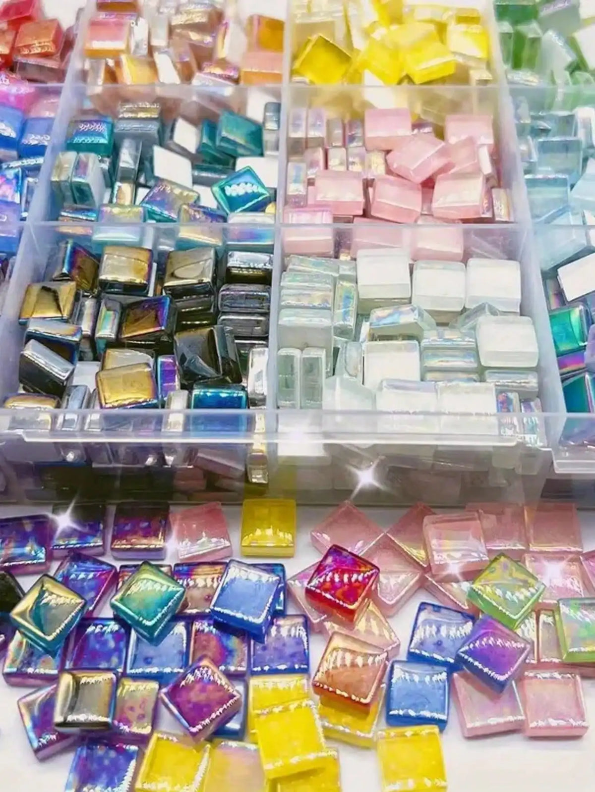 100pcs Rainbow Glass Mosaic Tiles for DIY Crafts and Handmade Projects, Crystal Creative Materials Art Stone