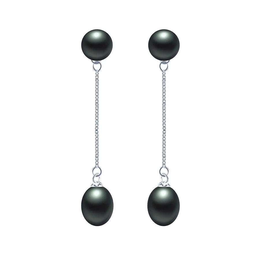 HENGSHENG New Simple 925 Sterling Silver Drop Dangle Earrings Double Natural Freshwater Pearls Fashion Jewelry For Wedding Women