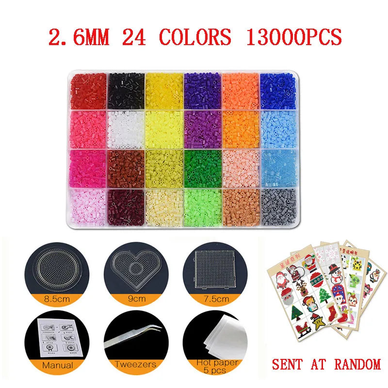 24/72 colors box set hama beads toy 2.6/5mm perler educational Kids 3D puzzles diy toys fuse beads pegboard sheets ironing paper