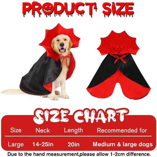 Red Vampire Cape for Pets – Wizard Cloak Halloween Costume for Dogs & Cats