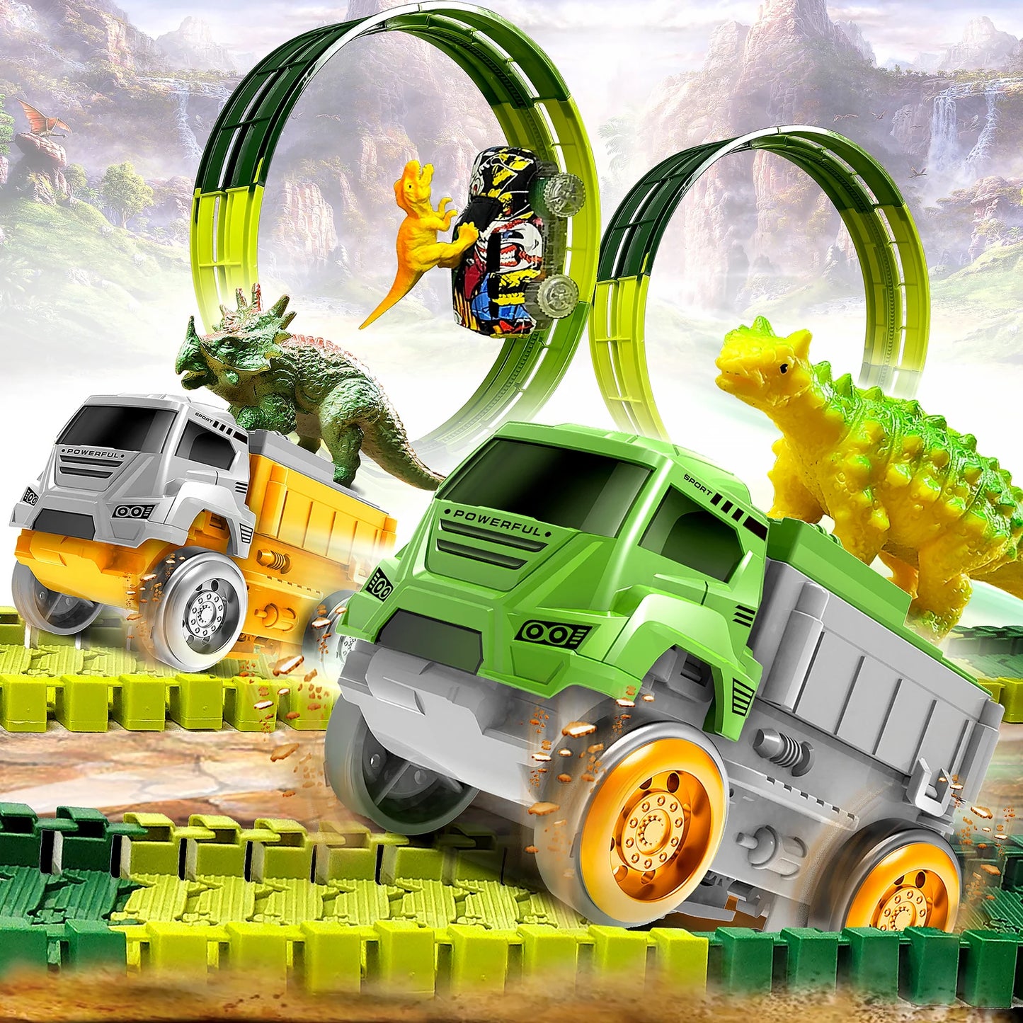 Electric dinosaur Track car Magic Climbing Railway Toy Car Flexible track Toy Cars Educational Toys For Boys Quality Toy For Kid