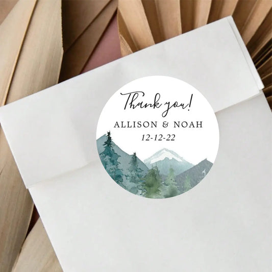 96 Pcs Personalized Round Circle Label Stickers Custom Name Date Thank You Stickers for Bridal Shower Party Favors