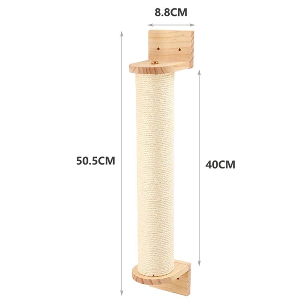 Wall Mounted Cat Climbing System Cat House Bridge Cat Hammock with Scratching Post & Stairway Kitten-Friendly Indoor Furniture