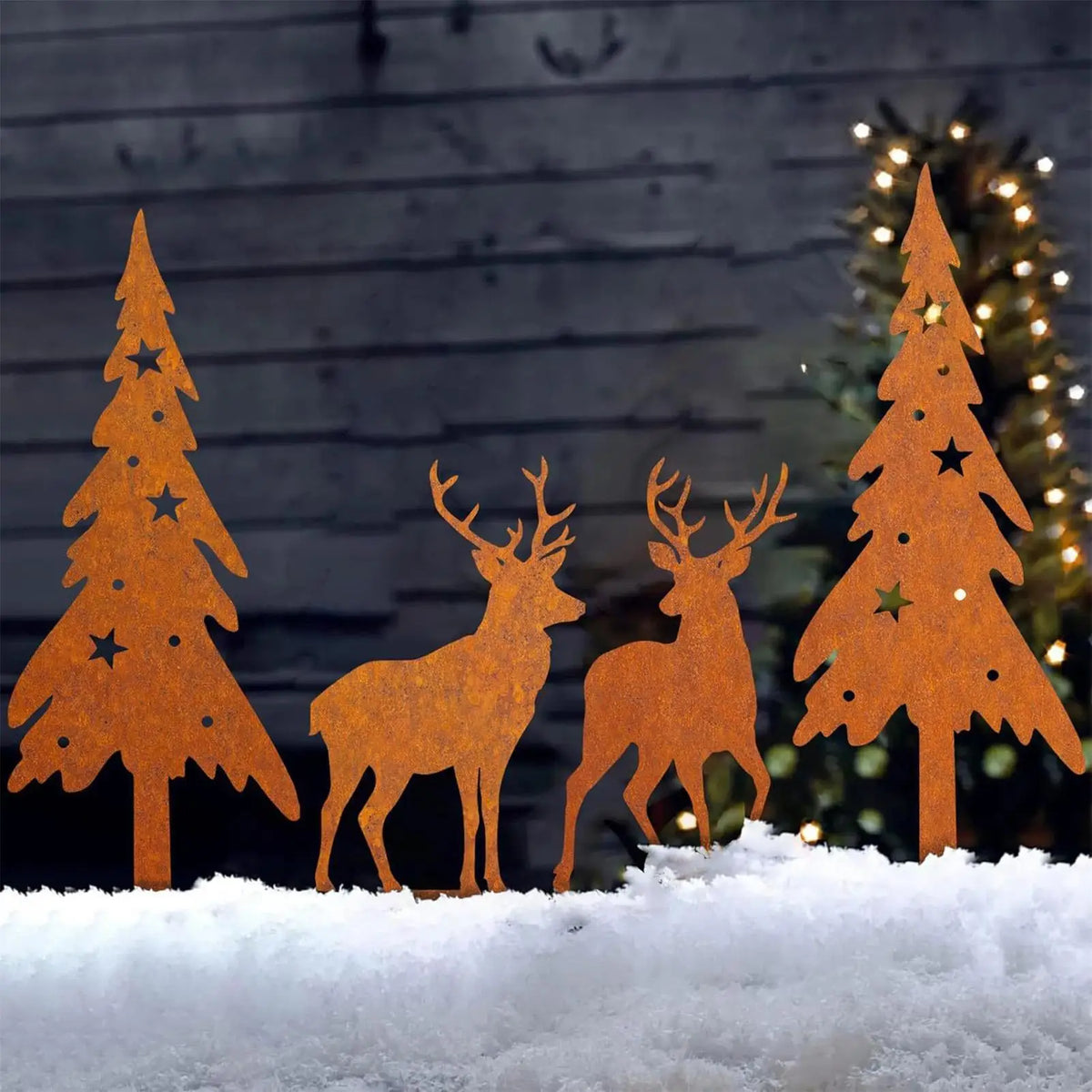 Metal Deer/castle Stakes Decorative Garden Iron Sticks Art Ornament For Outdoor Farmhouse Lawn Christmas Backyard Porch