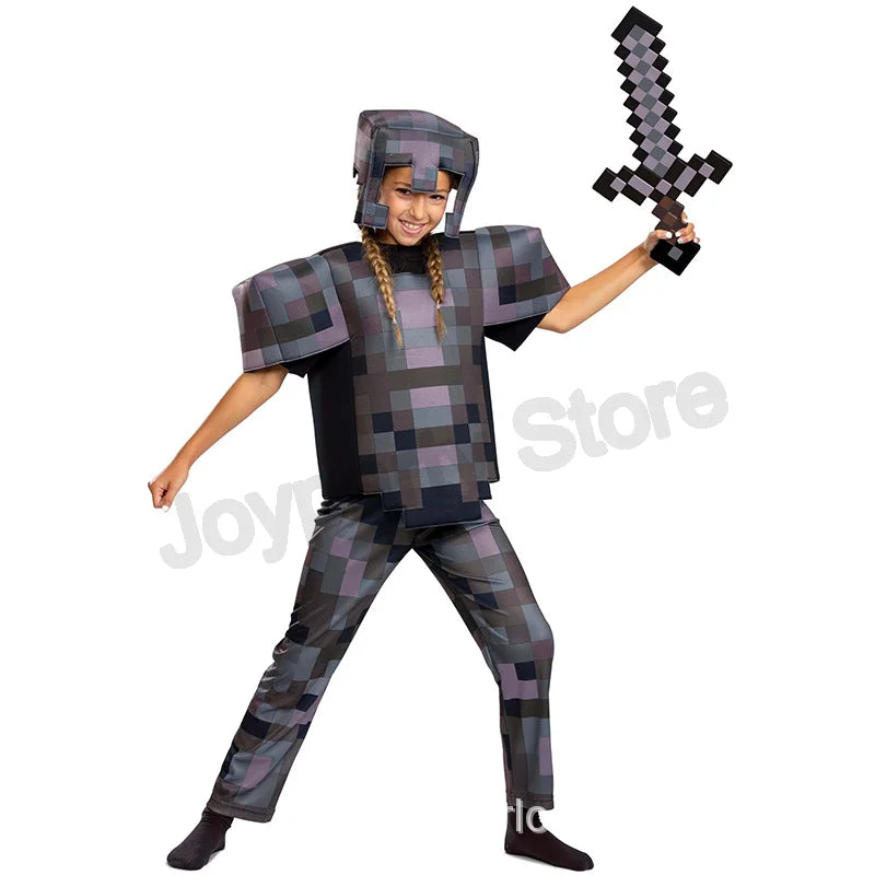 Kids Cosplay Boys Girls Diamond My Cos World Cosplay Costume Toys Enchanted Diamond Armor Outfit Steve Costume Halloween