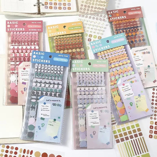 Sticker Set Four Time Colored  Art Dots Marking Film Cutting Stickers Handheld Decoration Materials
