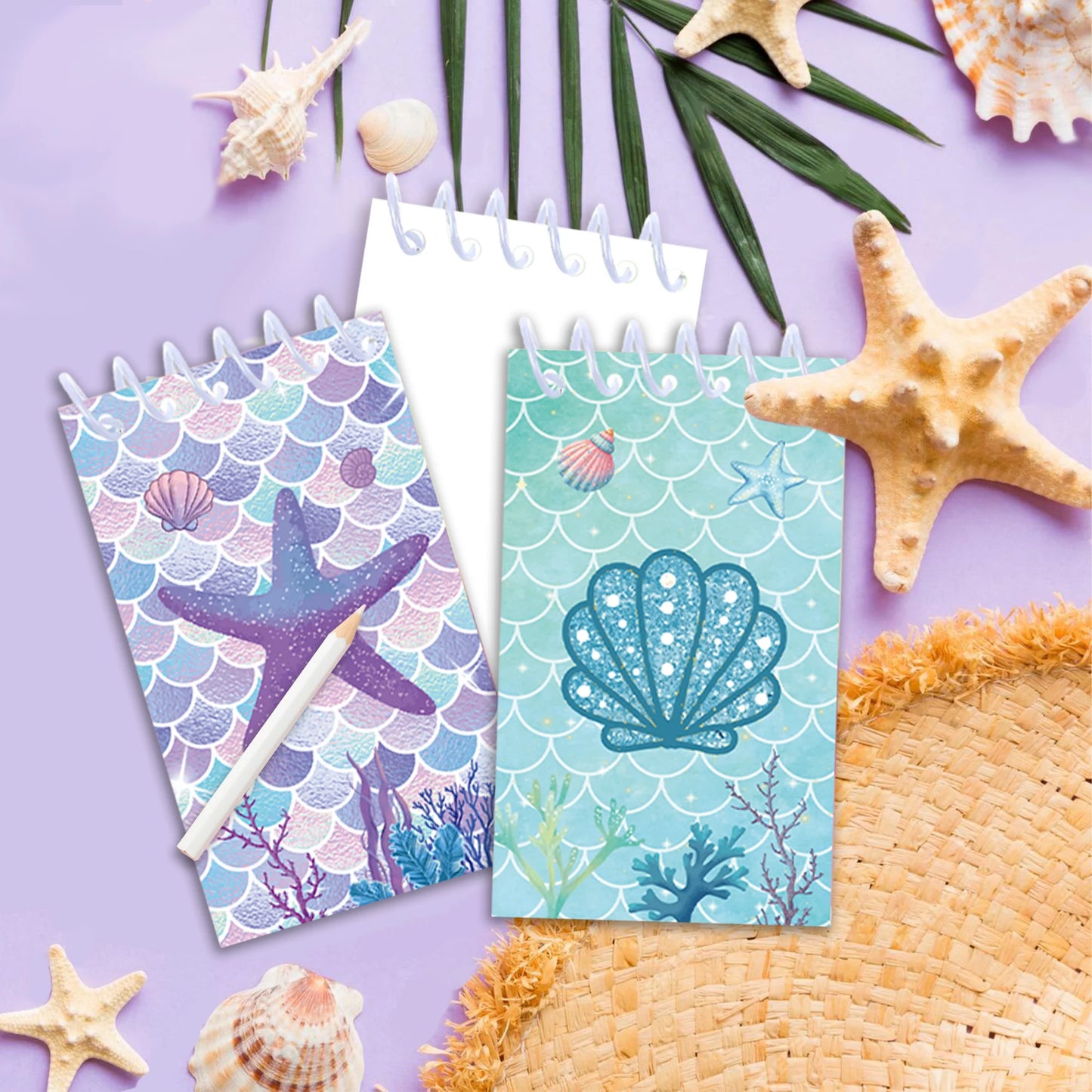8pcs Mermaid Theme Mini Spiral Pocket Notebooks Memo Pad Coil Booklet Notepads For Office Stationery School Diaries Gifts