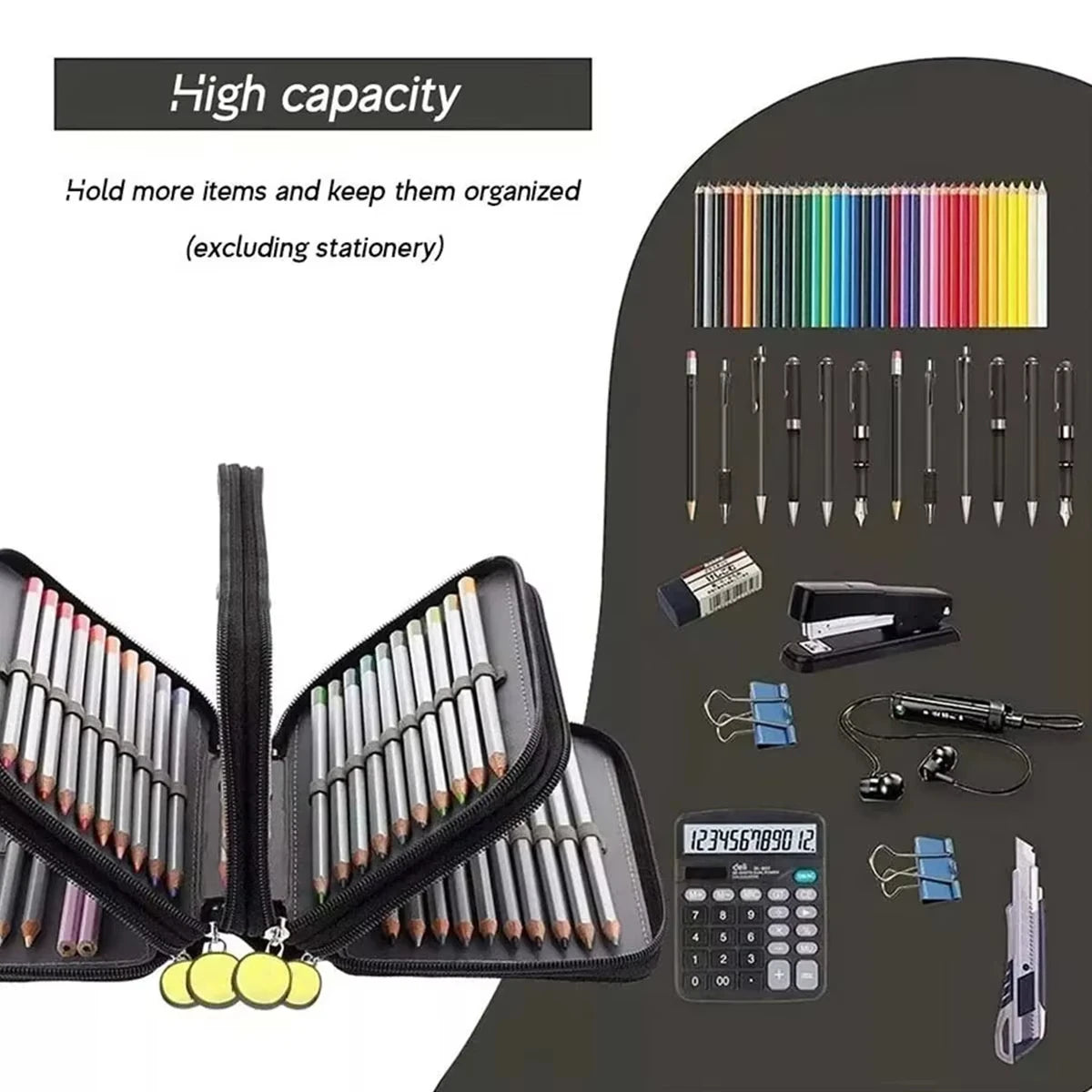 72 Holes Pencil Case Large Capacity Four Layers Kawaii Pen Storage Bag Korean Stationery Office Supplies Brush Color Pencil Bag