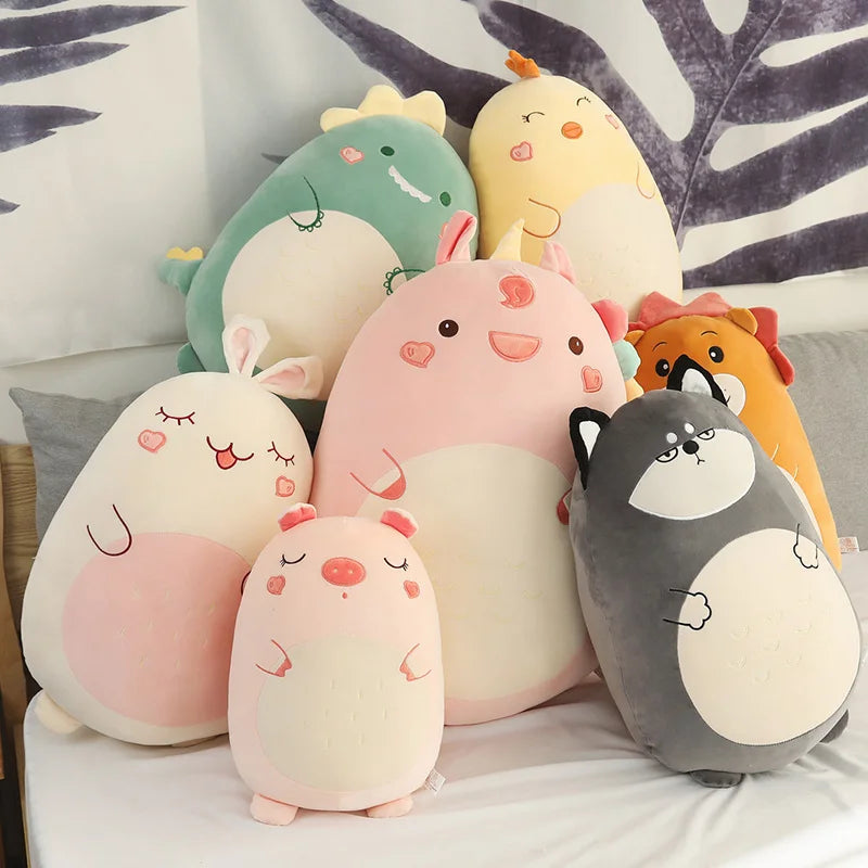 45/60CM Squishy Toy Kawaii Animal Fat Dinosaur Shiba Inu Dog Pillow Plush Toys Cute Rabbit Doll Girls Bed Sleeping Cushion