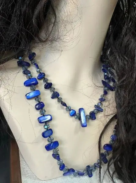 Bohemian Vintage Irregular Natural Stone Necklace for Women Handmade Crystal Beads Double Layer Long Sweater Chain Jewelry Gift