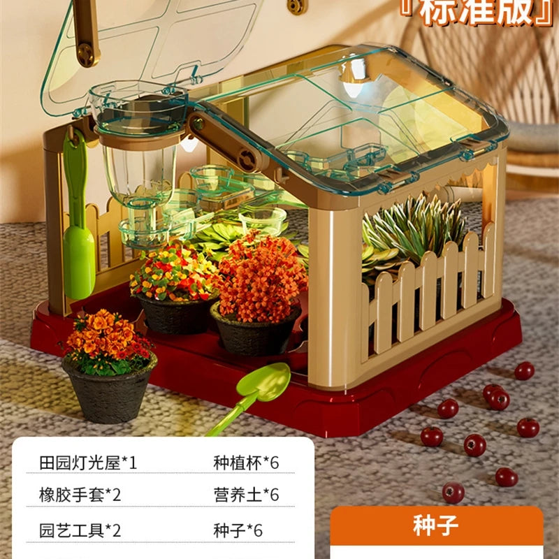 Kids Greenhouse Toy Plant Growing Kit With Tools Soil Observation Box STEM Education Science Experiment Kindergarten Home Garden