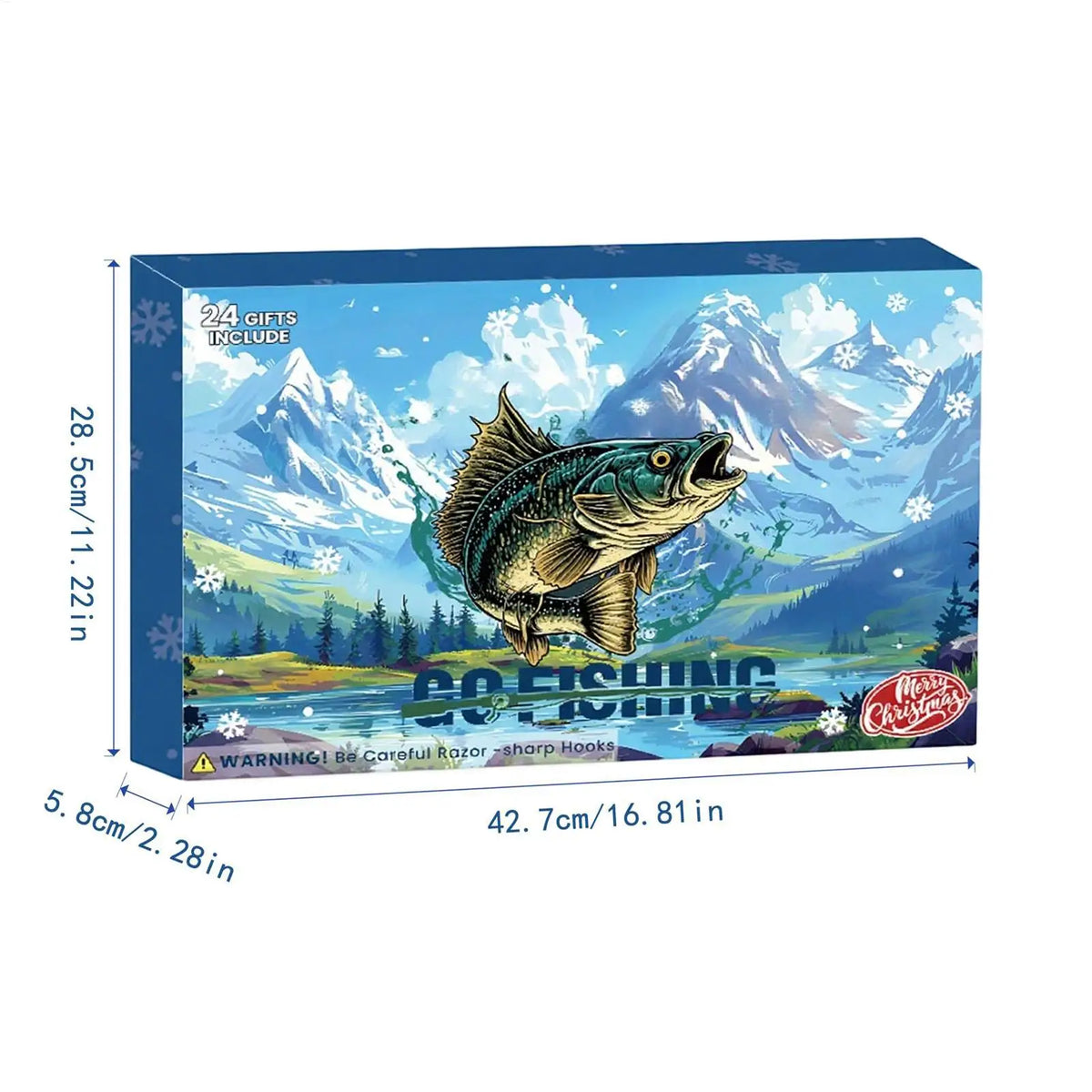 Fishing Advent Calendar 2025 24 Day Christmas Countdown Box with Fishing Accessories Rod Holder Lip Gripper for Dad Husband Gift