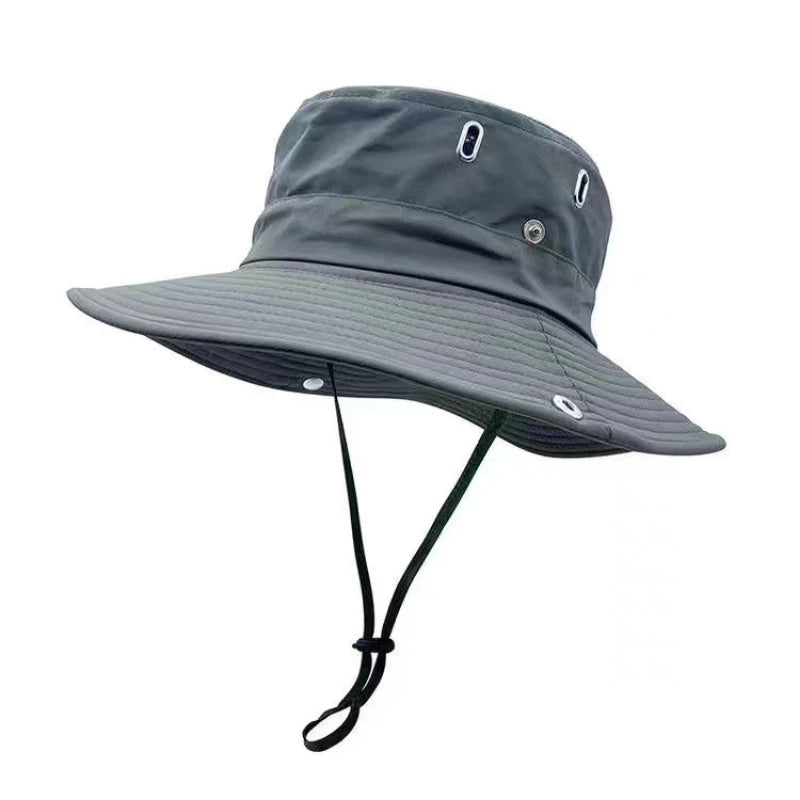 Summer Wide Brim Bucket Hat Men Breathable Fisherman Hats Fishing Hiking Climbing Outdoor Sun Protection Waterproof Bucket Cap
