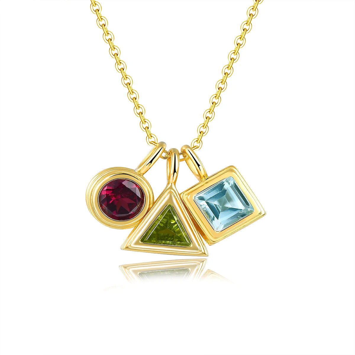 Natural Topaz Peridot Rhodolite Garnet Silver Yellow Gold Plated Pendant Women Special Unique Style Jewelry S925 Party Gifts