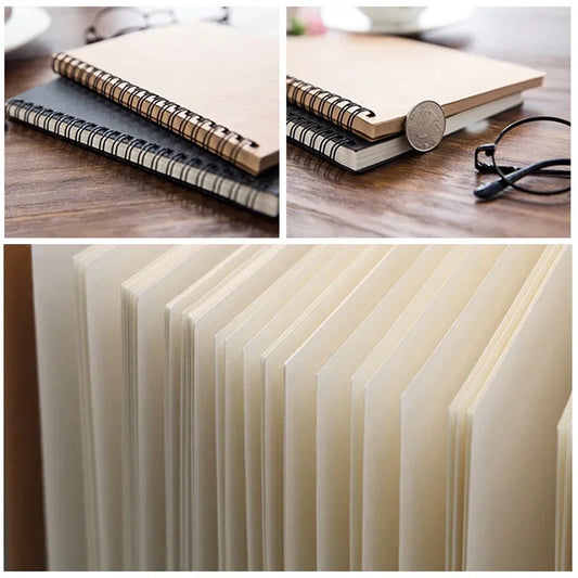 Kraft Paper Sketchbook – 50 Sheet Blank Coil Notebook for Doodling & Diary