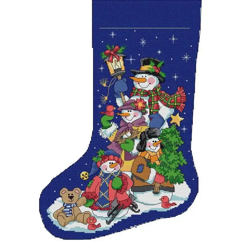 Christmas Stocking Series NKF Cartoon Pattern Cross Stitch Kit 14 16 11CT White Count Canvas Set DIY Embroidery Home Decor Gifts