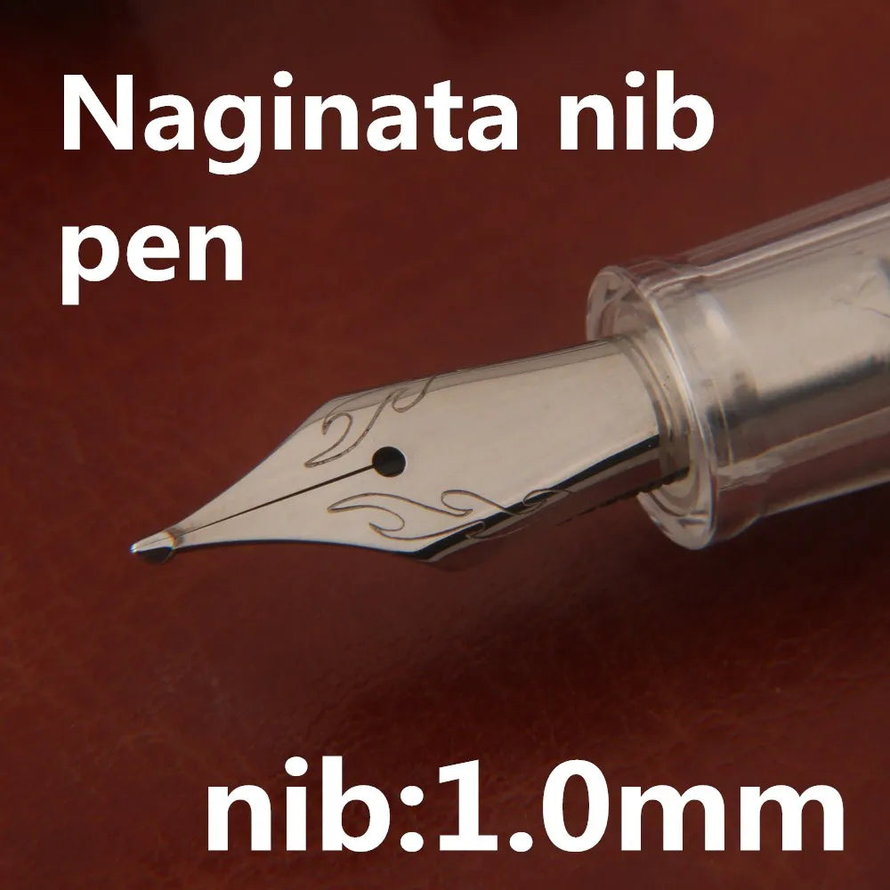 High Quality Naginata nib Fountain Pen Spin transparent 1.0mm Stationery Office Supplies Signature Calligraphy Ink Pens
