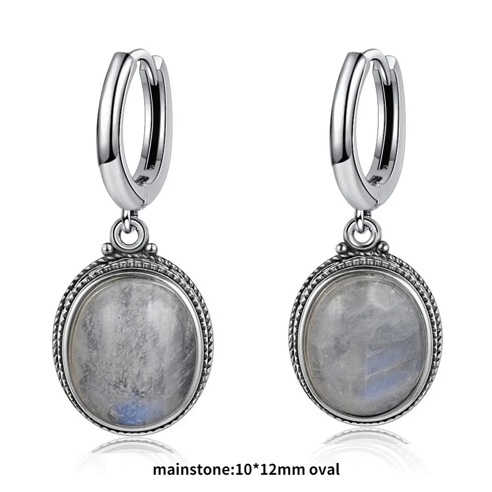 New Elegant Natural Kyanite S925 Silver Drop Earrings for Women Vintage Jewelry Wedding Engagement Hoop Earrings Gifts