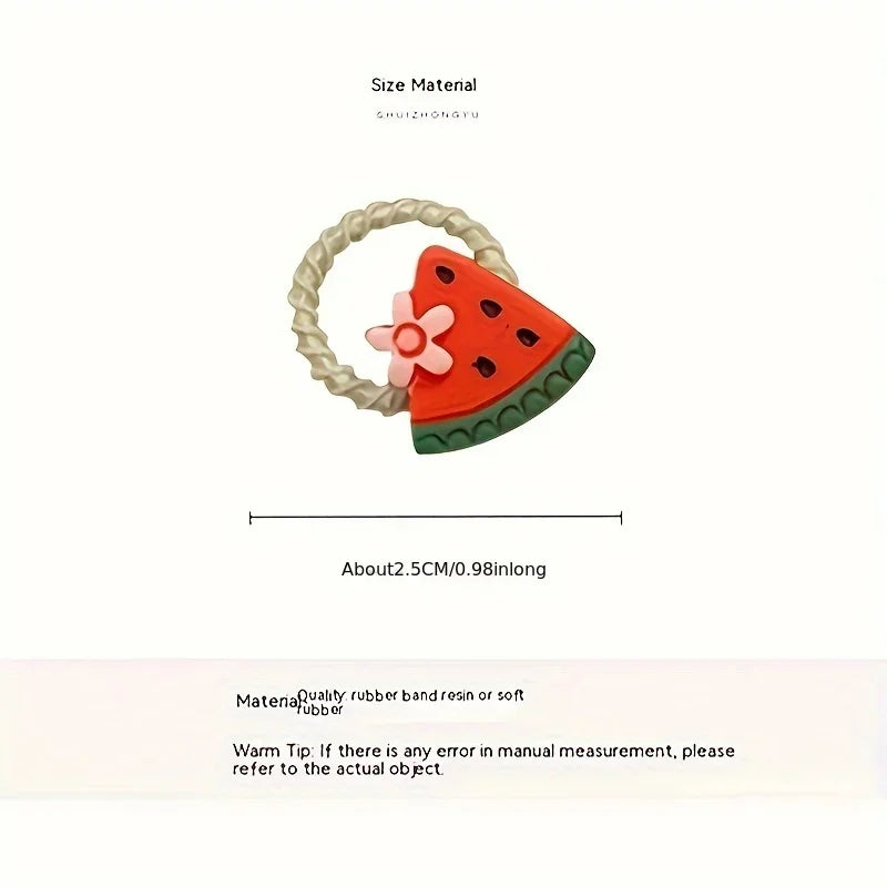 30pcs Girls High Elastic Hair Bands Non-Hurting Cartoon Animal Flower Fruit Decorative Hair Bands for Kids