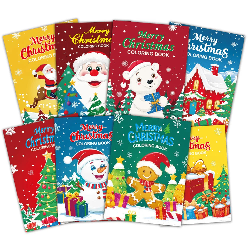 Kids Christmas Coloring Book Puzzle Cartoon Painting Coloring Book Holiday Party Theme Christmas Puzzle Coloring Book Toy Gift