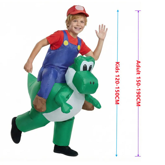 Inflatable Dinosaur Costume with Hat – Adult & Kids Blow-Up Suit, Heights 120–190 cm