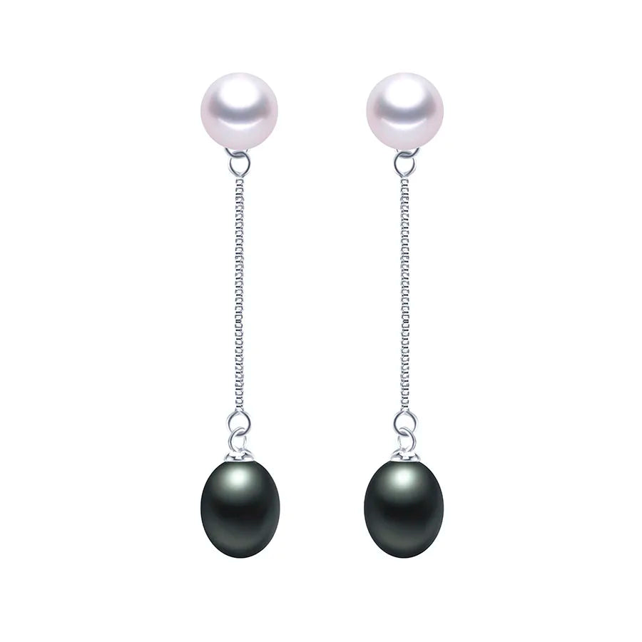 HENGSHENG New Simple 925 Sterling Silver Drop Dangle Earrings Double Natural Freshwater Pearls Fashion Jewelry For Wedding Women