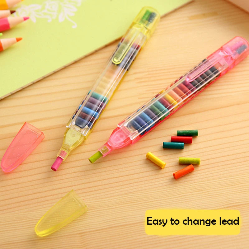 1Pcs Creative 20 Colors Crayon Student Drawing Color Pencil Multicolor Art Kawaii Writing Pen for Kids Gift School Stationery